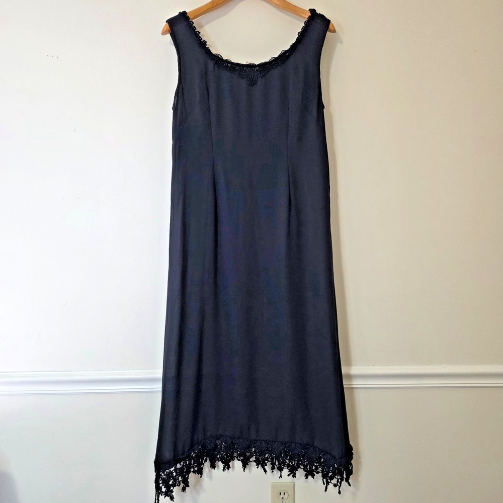 Vintage Embroidered Sheer Dress Sz L Black Romantic‎ Goth Witchy Whimsigoth